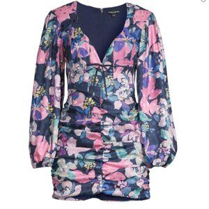 Brand NWT For Love & Lemons Wyatt Long-Sleeve Printed Mini Dress
